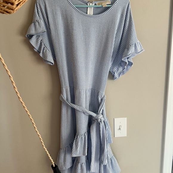 Seersucker Blue Ruffle Dress - Picture 5 of 5